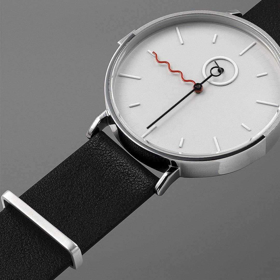 AÃRK Collectiveのインスタグラム：「‘A to J’ details — symbolic of the iconic colour placement of the Japanese flag, this iteration of our Tide Neu design features a crimson-red waveform hour hand at its centre. . Created in collaboration with H°M’S” WatchStore, Japan.」