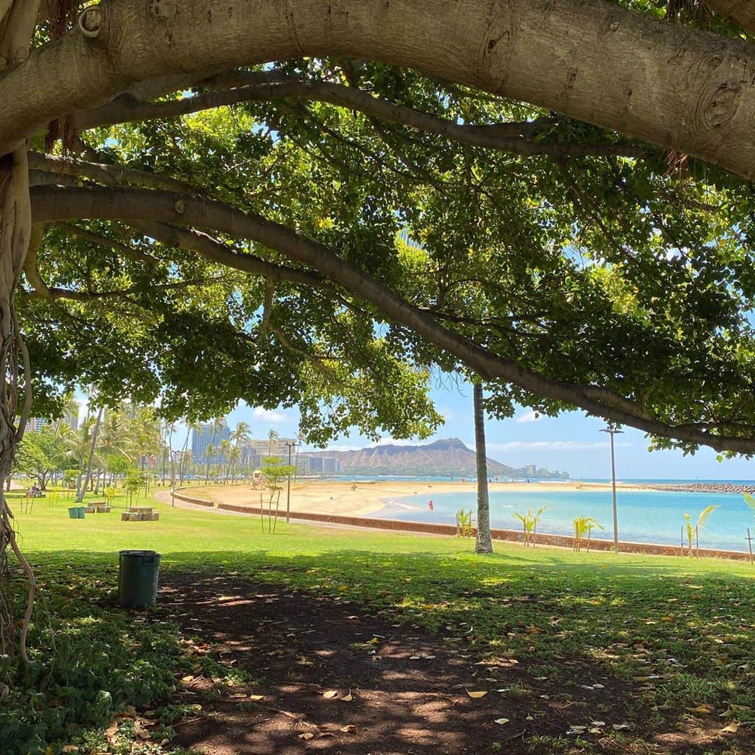 工藤まやさんのインスタグラム写真 - (工藤まやInstagram)「スコーンを持ってビーチへ。 私も言いたい。皆様、  STAY SAFE!!  #hawaii #beautifulday #diamondhead」8月6日 10時42分 - mayahawaii325
