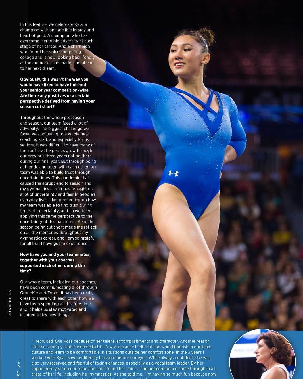 Inside Gymnasticsさんのインスタグラム写真 - (Inside GymnasticsInstagram)「#theboss @kyla_ross96 and a quote from @missvalkondos 💛💙💛  Order our Senior Salute issue featuring Kyla! See link in bio or www.shopinsidenation.com! Use code INSIDER at checkout for 15% everything in your shopping cart + new issues, subscriptions, back issues & apparel!!! 👀  #insidegymnastics #magazine #bettertogether #athletes #strength #determination #power #together #bethechange #hero  @uclagymnastics」8月6日 2時56分 - insidegym