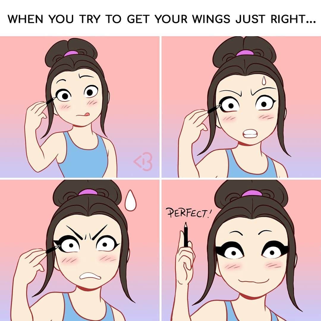 SHEINさんのインスタグラム写真 - (SHEINInstagram)「Wing eyeliner problems.   Who else struggles with it? 🙋‍♀️  Credit: @blogicomics」8月6日 3時09分 - sheinofficial