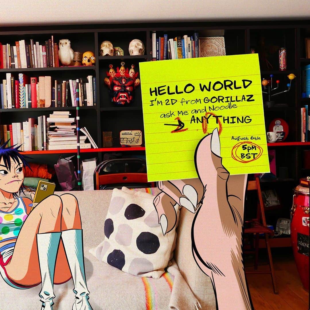 Gorillazさんのインスタグラム写真 - (GorillazInstagram)「Reddit... we haven't forgotten you 😏 Join 2D & @watashiwanoodle at 5pm BST TOMORROW (Aug 6) and ask them anything SONG MACHINE! No funny business, alright?」8月6日 3時43分 - gorillaz