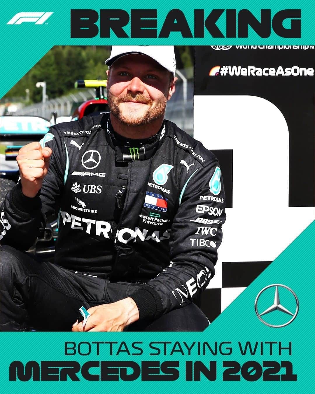 F1さんのインスタグラム写真 - (F1Instagram)「BREAKING: Valtteri Bottas is staying with Mercedes for 2021 . #F1 #Formula1 @valtteribottas @mercedesamgf1」8月6日 20時02分 - f1