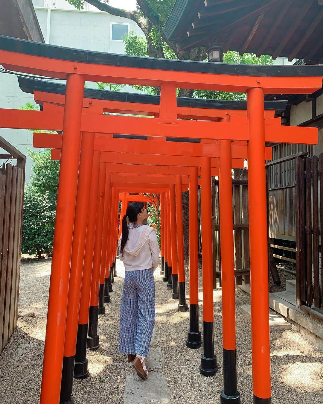 安田桃寧さんのインスタグラム写真 - (安田桃寧Instagram)「. ここの神社は一生に一度の願いを聞いてくださる神様がいると言われています！ 絵馬も書いてお願いしてきました☺️ 大きな木が沢山あってその間から吹く風が涼しくて気持ち良かったです☁️ 皆さんもぜひ❤︎ #堀越神社　#天王寺神社 #毎日神社　#神様お願いします #難波鉄砲隊其之九  #難波鉄砲隊へお供して下さい  #桃寧が代表曲とったんで」8月6日 20時22分 - peachpeach_o6o8