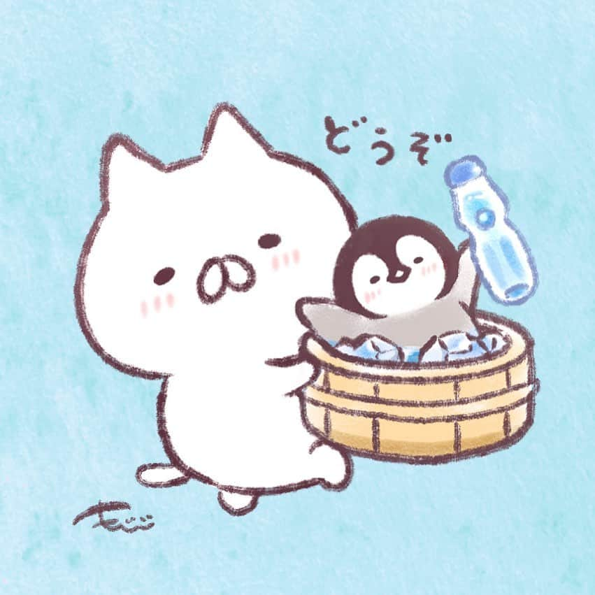 もじじのインスタグラム：「ひえひえラムネ  #ねこぺん日和#ねこぺん#ねこくん#ぺんちゃん#ラムネ」