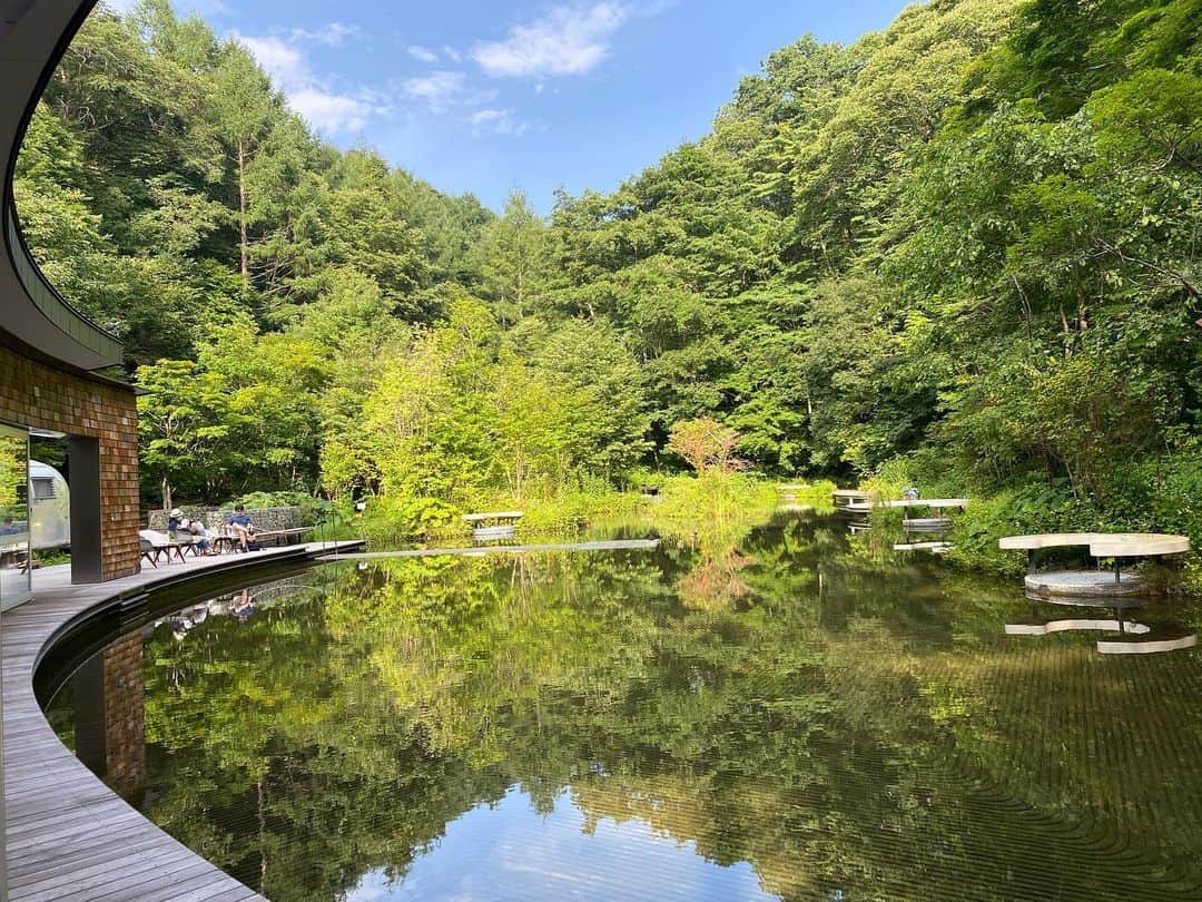 小川永子のインスタグラム：「現実を忘れてしまいそうな、美しい場所でした🌿 #星のや軽井沢  #ピッキオ野鳥の森ビジターセンター  #アナウンサー #マイナスイオンの旅」