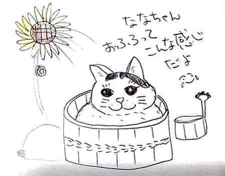 Kachimo Yoshimatsuさんのインスタグラム写真 - (Kachimo YoshimatsuInstagram)「@pandachansuki さんが、お風呂に入るナナクロを描いてくれました。ありがとうございました。  #うちの猫ら #ナナクロ #ナナクロの絵 #nanakuro #猫 #ねこ #cat #ネコ #catstagram #ネコ部 http://kachimo.exblog.jp」8月6日 18時31分 - kachimo