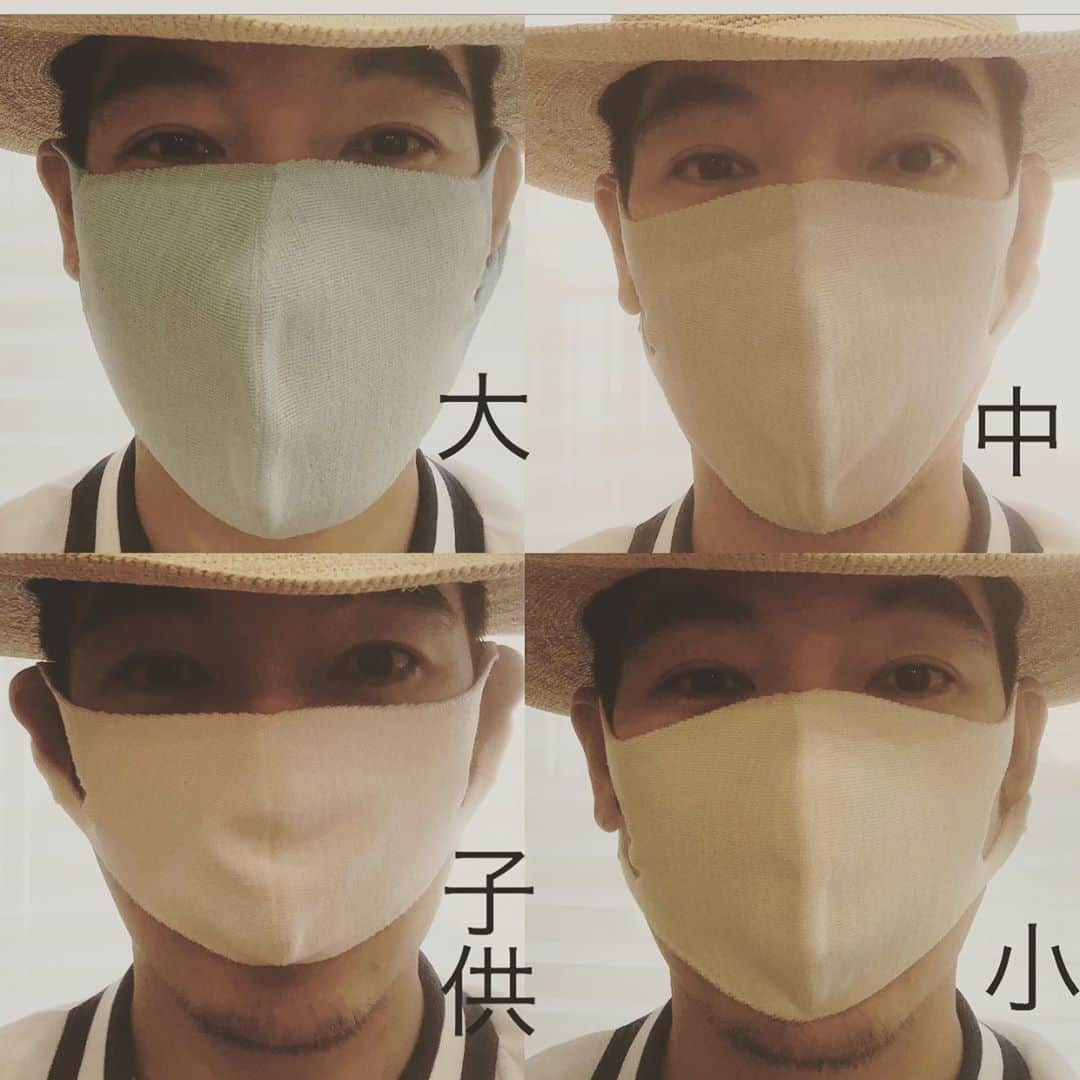 濱田マサルさんのインスタグラム写真 - (濱田マサルInstagram)「昨日、付け比べしてみた✊🏻 僕は大か中だなぁ🤏🏼 うちのスタッフは中か小らしい。 流石に子供用は無理💦 【マスク発売前に詳細はお伝えします。】 #濱田商店 #スキンケア エチケットシルクマスク」8月6日 21時11分 - hamadamasaru