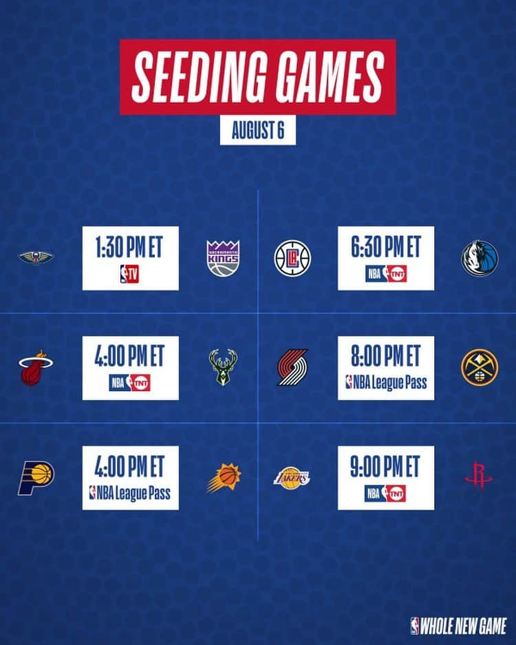 NBAさんのインスタグラム写真 - (NBAInstagram)「We’ve got six seeding games on today’s NBA Restart schedule! #WholeNewGame  Which game are YOU watching?」8月6日 21時39分 - nba