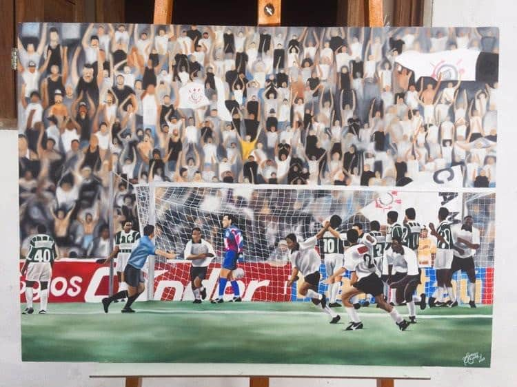 コリンチャンスさんのインスタグラム写真 - (コリンチャンスInstagram)「O jogo retratado na pintura completa 25 anos hoje! Pelo @Paulistao 1995, o Corinthians superou o Palmeiras na decisão e conquistou o 21º estadual de sua história. 🏆😍⠀ ⠀ 🎨 @eversonarte⠀ ⠀ #VaiCorinthians」8月6日 22時01分 - corinthians