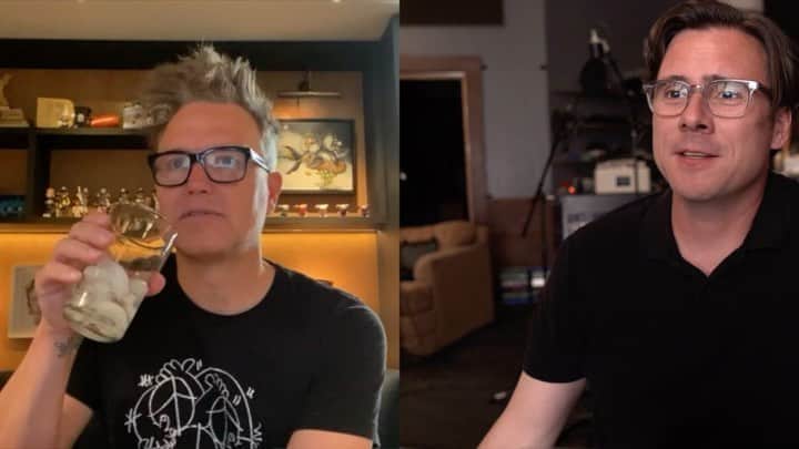 Jimmy Eat Worldのインスタグラム：「Episode one of my new podcast series out now. @markhoppus and I catch up and talk about songs. Link in bio.」