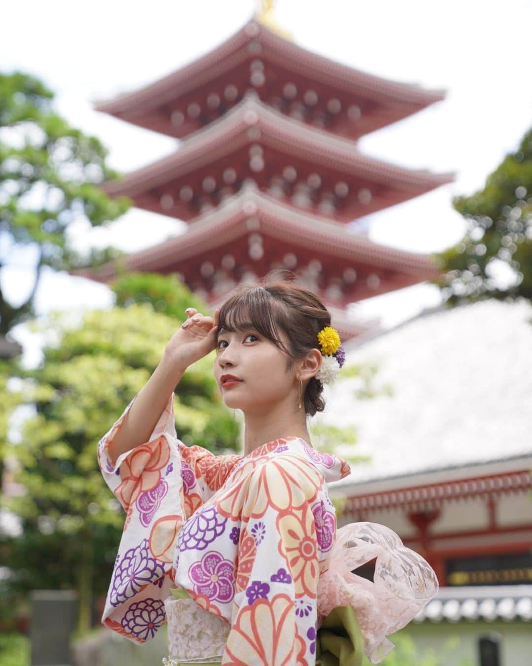 細沼紗花さんのインスタグラム写真 - (細沼紗花Instagram)「. . 加工ないの恥ずかしいですが浴衣ポートレートです🌻 暖色の浴衣だいすき！！ 今年は花火もお祭りもないし…大好きな夏のイベントたちが…」8月6日 22時46分 - sayaka_hosonuma