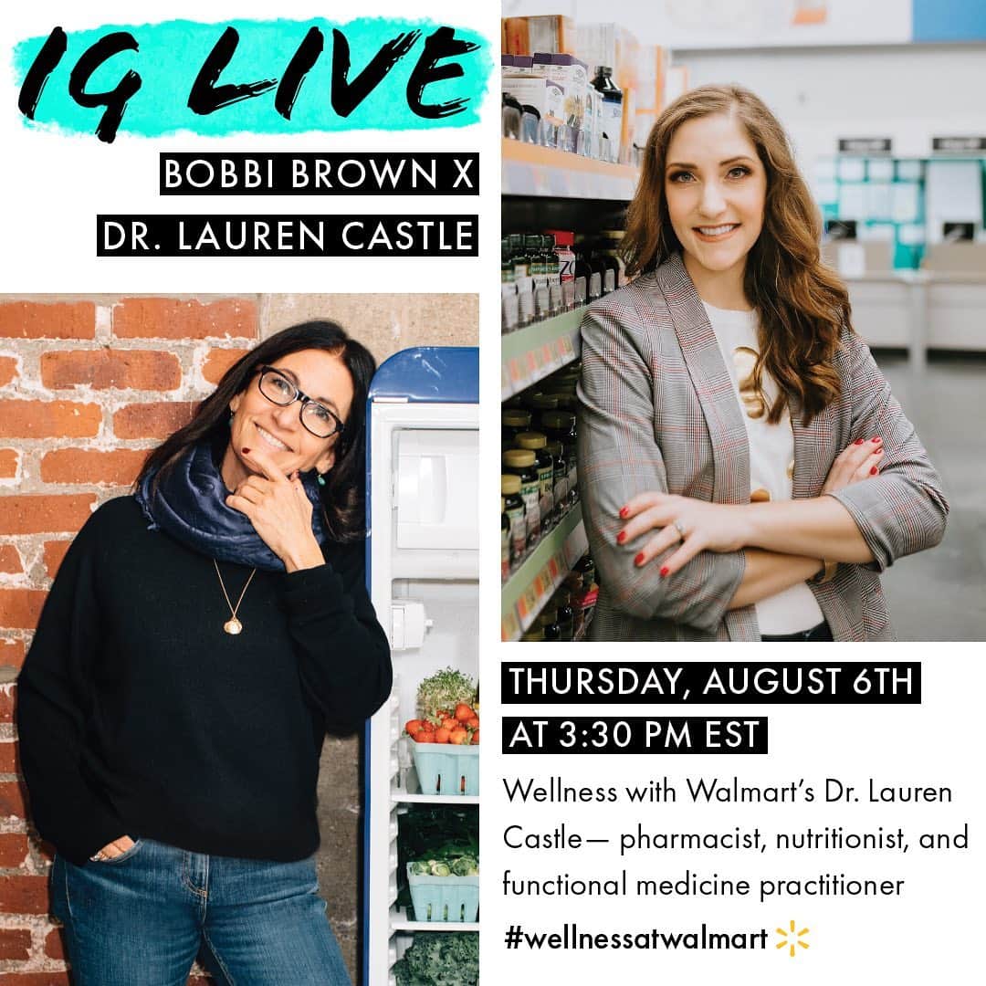 ボビー・ブラウンのインスタグラム：「Not only is @drlaurencastle a pharmacist, nutritionist, and functional medicine practitioner but she is also the Health & Wellness Director at @walmart and the founder of @fmpha. Clearly, she has a lot to teach... and I always want to learn more. Join us at 3:30PM today on IG Live where we’ll be chatting all things @evolution_18 and #wellnessatwalmart. See you soon! Xx」