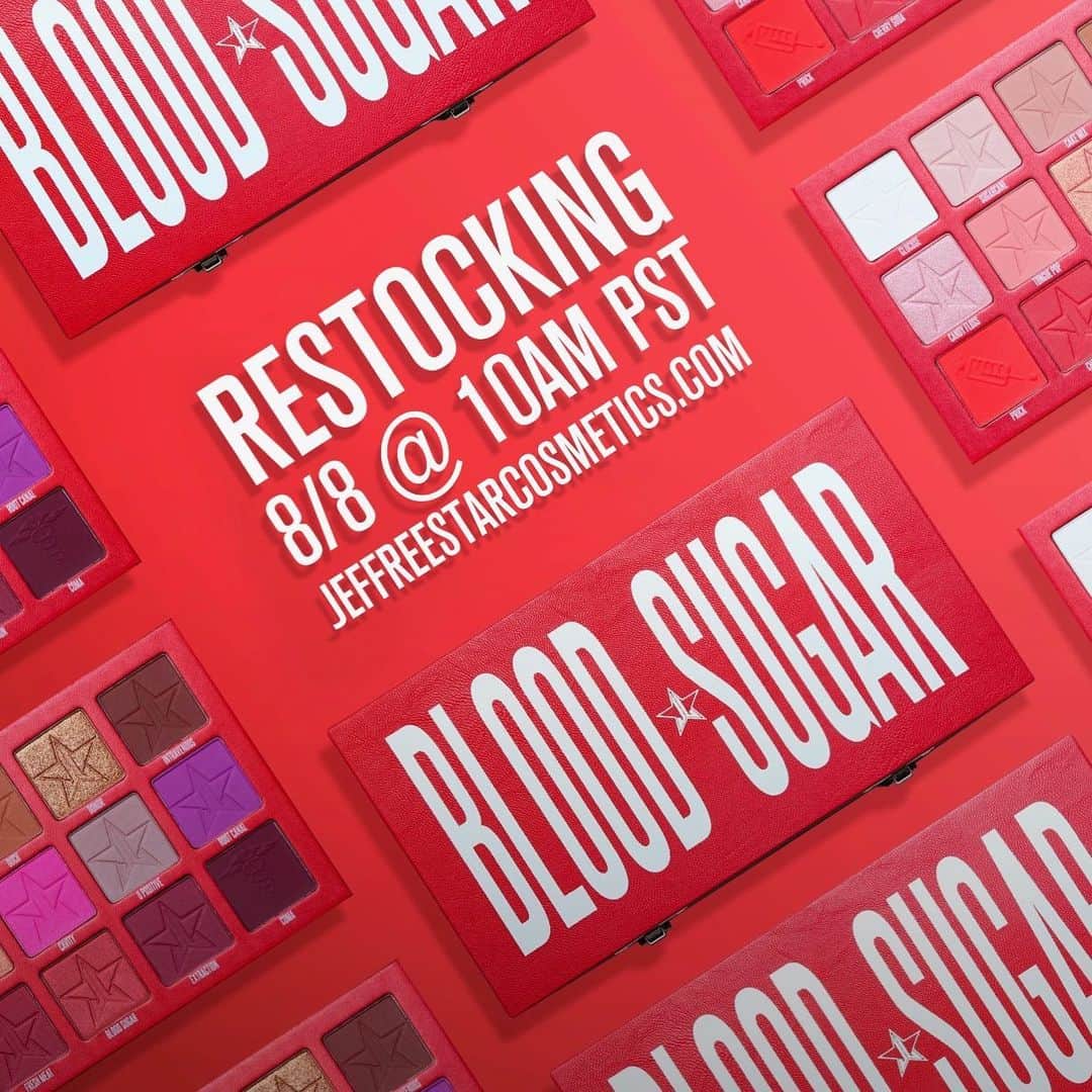 Jeffree Star Cosmeticsさんのインスタグラム写真 - (Jeffree Star CosmeticsInstagram)「She’s BACK💉 Mark your calendars for THIS SATURDAY 8/8 at 10am PST/1pm EST because our #BloodSugarPalette will be making a major comeback🔥 Who’s ready? 🌟 #jeffreestarcosmetics #bloodsugar」8月7日 0時06分 - jeffreestarcosmetics