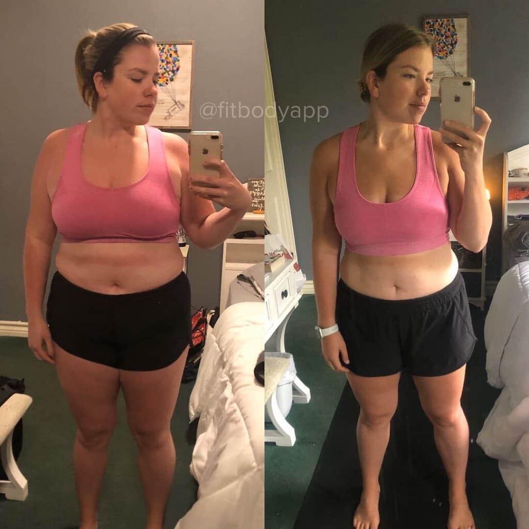 アンナ・ニコル・スミスさんのインスタグラム写真 - (アンナ・ニコル・スミスInstagram)「12 week @fitbodyapp progress from @madisoncaropino! 😍💪 here’s what’s she said about her FBG journey! . “Omg!! For the first time in my life I was SO excited to take some progress photos, I could feel my body had changed in 12 weeks and I couldn’t wait to see the results, & I could not be happier with them! . I love what I’m doing for my body right now and I feel like I don’t want to stop anytime soon if ever! My greatest non-scale victories: Pants that fit me tight on April 6 now don’t even fit because they are too big. I can also do a complete unmodified push-up now, which I could never say before in my life. I’m not at my lightest weight I’ve ever been at, but I’ve truly never felt better! I promised myself some shopping at the end of this & something that I usually dread has suddenly become so exciting! Thank you for holding us accountable!“ 👏👏👏 . PLEASE note where she said “I’m not at my lightest weight but I’ve truly never felt better” THIS!!! 🙌 You do NOT have to weigh your least ever to be happy. You do NOT have to reach your “goal weight” to be happy!! . This journey is NOT about losing weight. It’s about taking care of yourself physically, mentally, emotionally, and establishing healthy, sustainable boundaries that allow you to FEEL your best, no matter what that number on the scale says. SO PROUD OF YOU @madisoncaropino and the entire #FBGcommunity!!! ❤️👏 . To join us, head to the link in my bio to try my @fitbodyapp FREE for 7 days! 💪 www.annavictoria.com/fitbodyapp #fbggirls #fitbodyapp #throwthescaleaway #progressnotperfection」8月7日 0時51分 - annavictoria