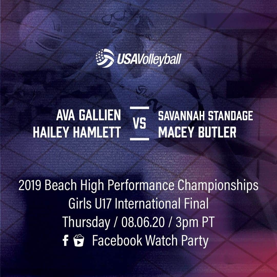 USA Volleyballさんのインスタグラム写真 - (USA VolleyballInstagram)「Join us on the beach to relive Ava Gallien and Hailey Hamlett vs Savannah Standage and Macey Butler in the 2019 Girls U17 International Final!  Head over to the USA Volleyball Facebook now (link in bio) and set your ⏰ to watch it Live at 3pm PT! #USAVwatchparty」8月7日 1時00分 - usavolleyball