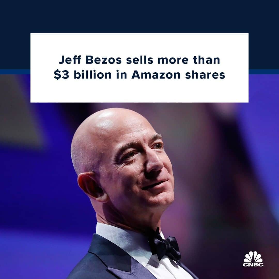CNBCさんのインスタグラム写真 - (CNBCInstagram)「Amazon CEO Jeff Bezos this week sold more than $3.1 billion worth of shares in his company. 🤑⁠ ⁠ The sales were part of a prearranged 10b5-1 trading plan, according to the filings. Earlier this year, Bezos sold more than $4.1 billion worth of shares in the company. The sales this week bring his total cash out in 2020 to slightly more than $7.2 billion so far. He still owns more than 54 million shares, worth more than $170 billion, making him the richest person in the world. ⁠ ⁠ By way of comparison, Bezos sold $2.8 billion worth of shares in 2019. Bezos has previously said he’s selling about $1 billion of Amazon stock a year to fund his space exploration company, Blue Origin.⁠ ⁠ Link in bio.⁠」8月7日 1時02分 - cnbc