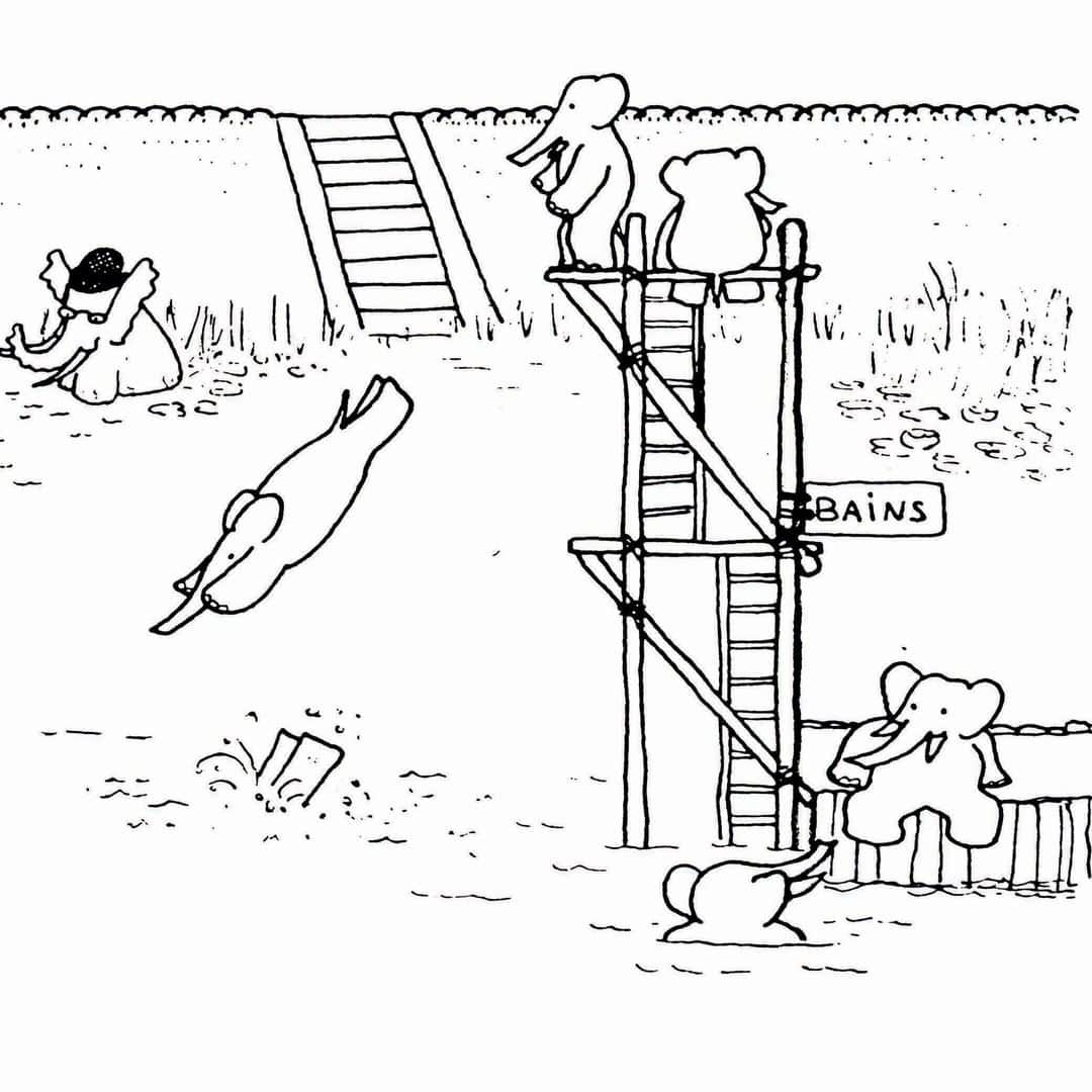 ランバンのインスタグラム：「#Babar’s guide to a sweet summer: enjoy being by the water and take a dive. Discover #LanvinSS20 Babar pieces available online via link in bio and in stores. #Lanvin  ™ and © Nelvana Jointly Licensed by Nelvana Ro」