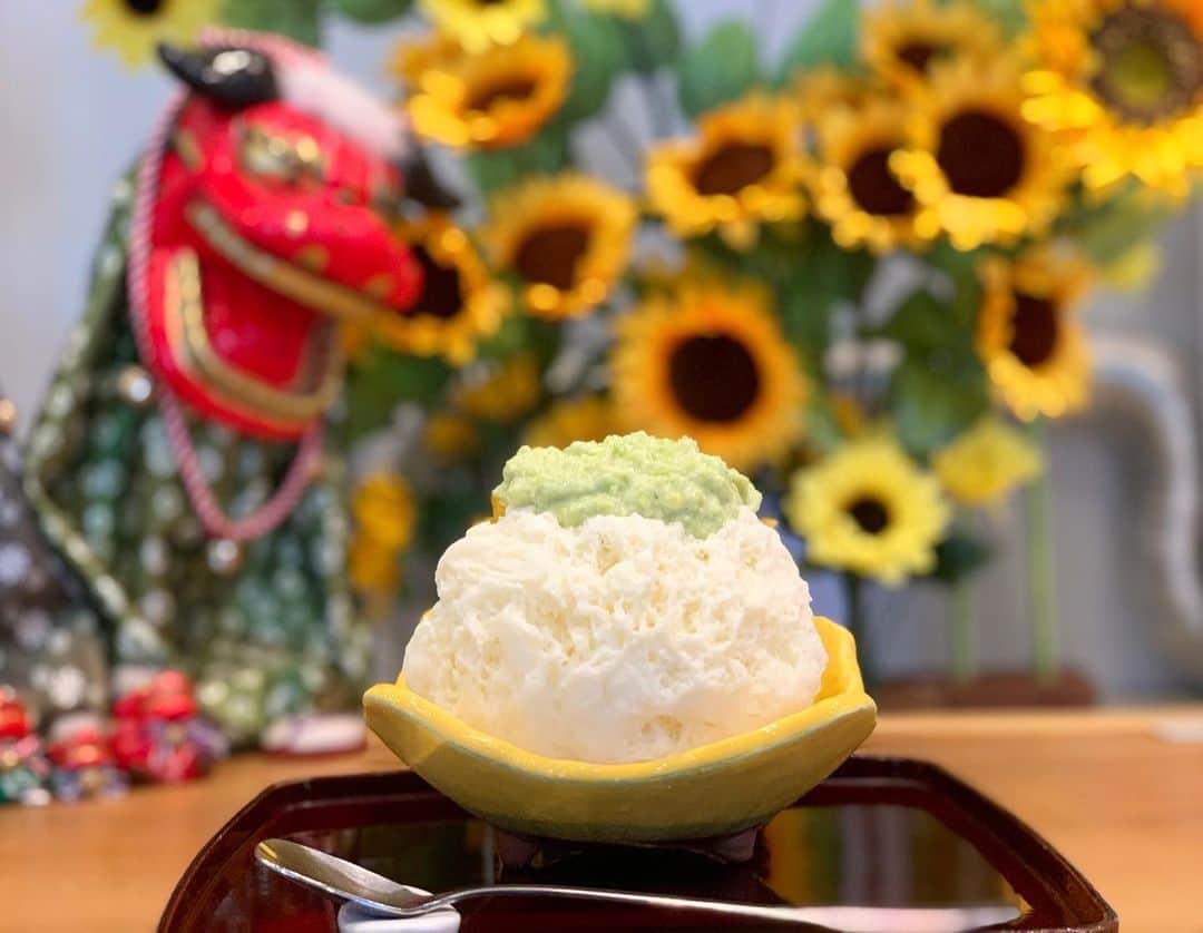 原田麻子さんのインスタグラム写真 - (原田麻子Instagram)「豆乳に枝豆  枝豆あった！！嬉しい！ 今年は中にレアチーズムースinでさらに美味しく！ 程よいつぶつぶ感がのこるやわらかなずんだと甘すぎない優しい豆乳蜜。  レアチーズムースがちょっと酸味のアクセントに  食べ終わった後のこの一文字が見たくてラストスパートめっちゃ早く食べた  #かき氷#かき氷🍧#sweets#shaveice#おやつ#ごはん」8月7日 1時56分 - achakoko