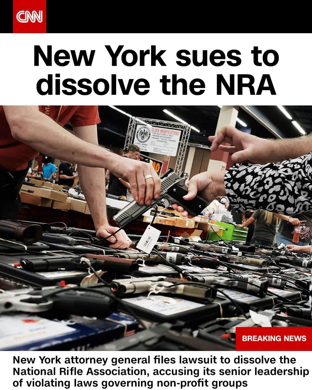 CNNさんのインスタグラム写真 - (CNNInstagram)「New York Attorney General Letitia James announced Thursday she will attempt to dissolve the National Rifle Association, accusing its senior leadership of violating laws governing non-profit groups, using millions from the organization's reserves for personal use and tax fraud. "The NRA's influence has been so powerful that the organization went unchecked for decades while top executives funneled millions into their own pockets," James said.⁠ (📸: Spencer Platt/Getty Images)⁠」8月7日 2時03分 - cnn