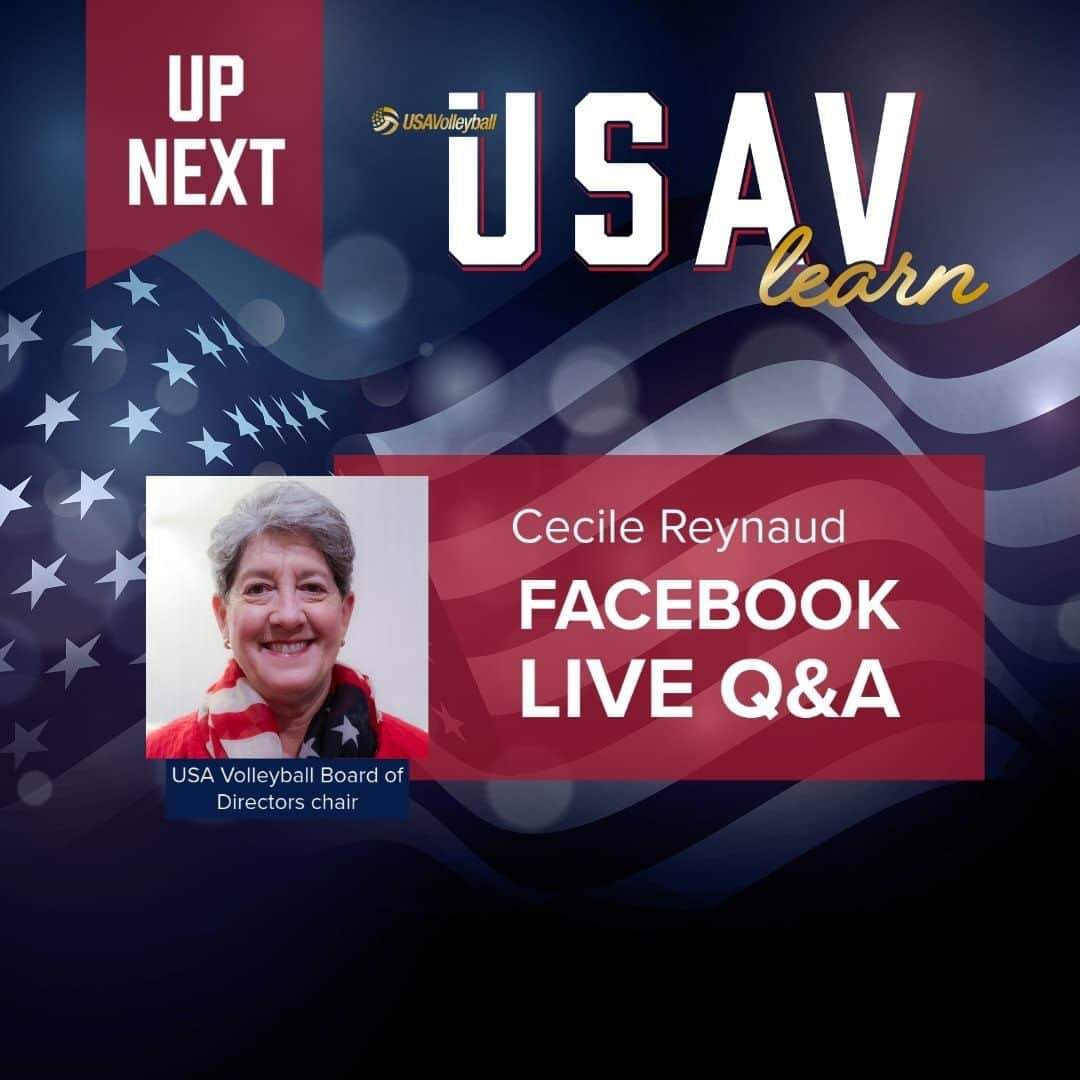 USA Volleyballさんのインスタグラム写真 - (USA VolleyballInstagram)「TOMORROW! Join us for a special #USAVlearn Facebook Live Q&A with USA Volleyball Board of Directors chair Cecile Reynaud at 9am PT! Come ready with your questions for Cecile and we'll see you bright and early!  Watch LIVE tomorrow August 7 at 9am PT on the USA Volleyball Facebook page. #volleyball #collegesports #coaching #sportsparents #studentathlete」8月7日 3時57分 - usavolleyball