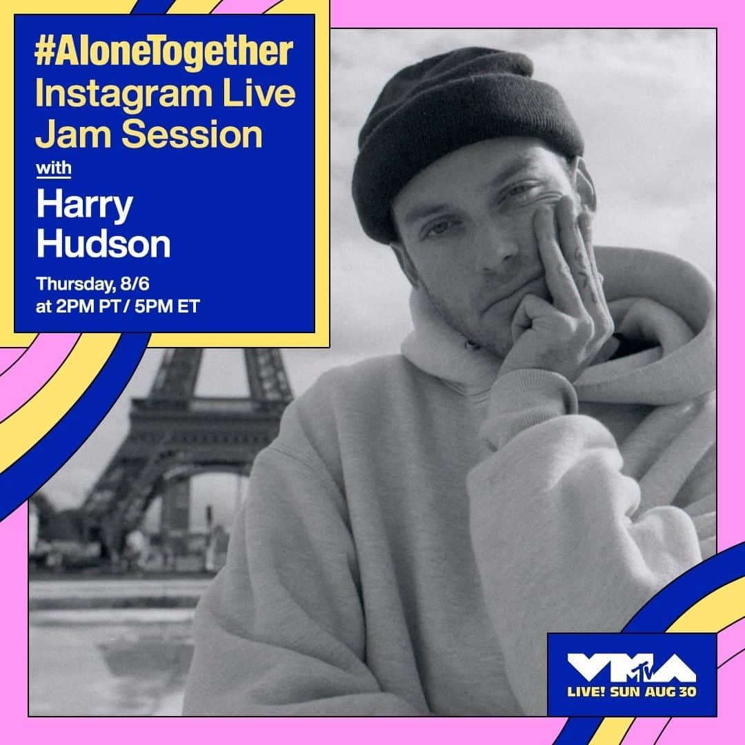 MTVさんのインスタグラム写真 - (MTVInstagram)「This month, our #AloneTogether jam session artists are embracing the #VMAs – starting with @harryhudson 💗 Don't miss it at 2pm PT / 5pm ET on my Instagram Live!」8月7日 4時17分 - mtv