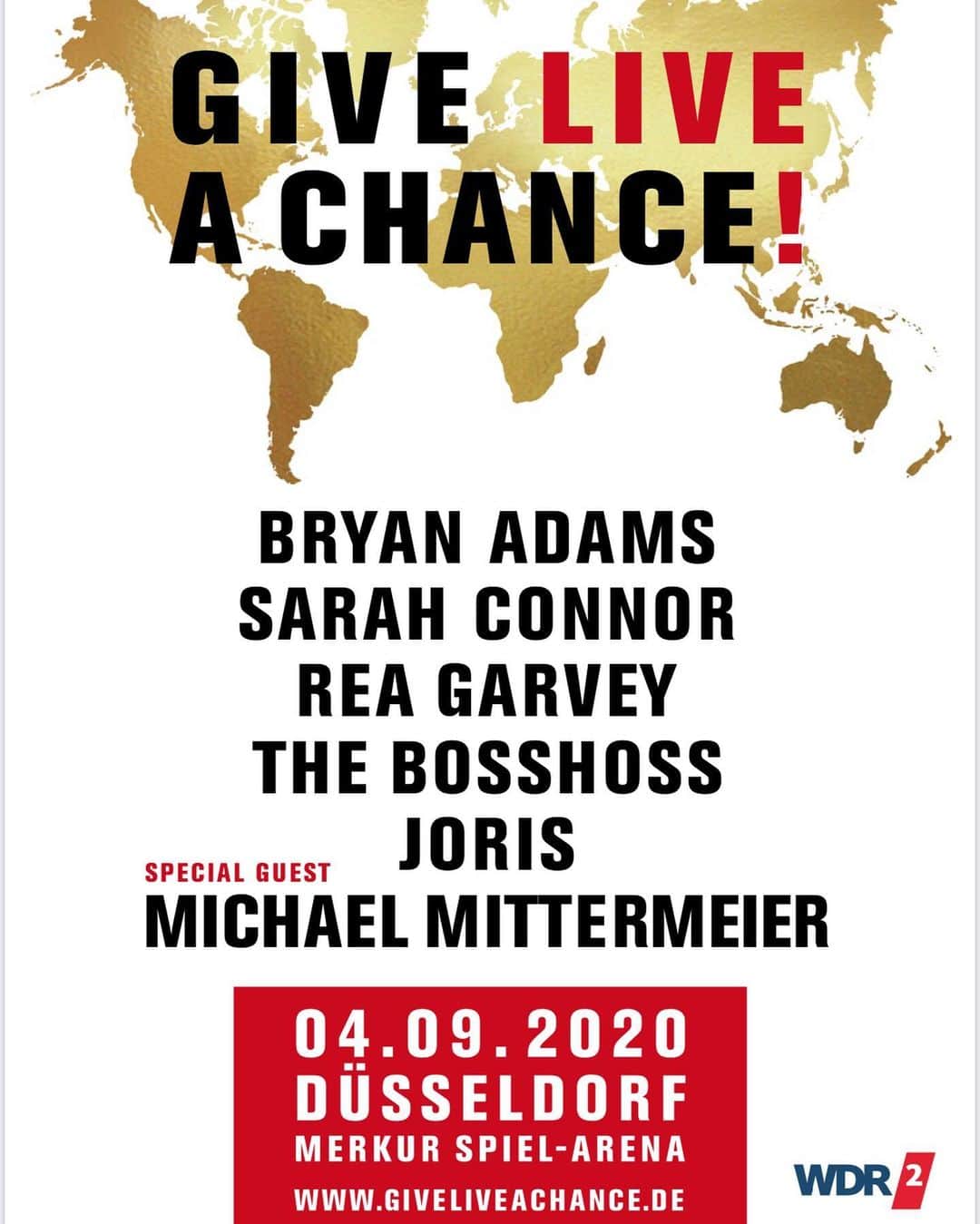 ブライアン・アダムスのインスタグラム：「This show has been cancelled. This is largely due to the recent spikes of COVID-19 around Europe. It would have been the first large concert since the beginning of the pandemic.  #giveliveachance #socialdistancingconcert #barebones #bryanadamslive」