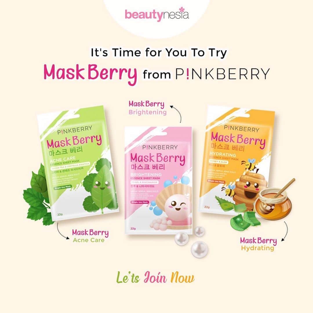 Beauty | Health | Fashionさんのインスタグラム写真 - (Beauty | Health | FashionInstagram)「It's time to glow up Beautynesian! Udah gak diragukan lagi salah satu cara agar kulit lebih glowing adalah dengan penggunaan sheet mask. Mask Berry dari PINKBERRY bisa banget jadi solusi kamu nih! Memiliki 3 varian yang sesuai dengan kebutuhkan kulit kamu yaitu, Acne Care, Hydrating dan Brightening. Nah, kali ini Beautynesian dan P!NKBERRY mau bagi bagi Mask Berry nih buat kamu secara GRATIS!⁣ ⁣ Caranya gampang banget : ⁣ 1. Daftarkan diri kamu dengan mengisi form yang tersedia di highlight "Be-Review"⁣ 2. Pastikan akun tidak di private⁣ 3. Bagi kamu yang berhasil mendapatkan produk akan dihubungi oleh tim Beautynesia⁣ 4. Setelah menerima produk, berarti kamu bersedia untuk mencoba dan mereview product MaskBerry⁣ 5. Upload review kamu di Instagram Feed⁣ ⁣ Good luck Beautynesian 🥰✨!⁣ ⁣ #BeautynesiaID #BeautynesianReview #SheetMask」8月7日 15時09分 - beautynesia.id