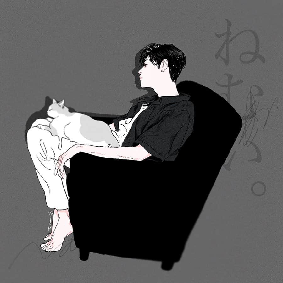丹地陽子のインスタグラム：「#illustration #cat #nemui」