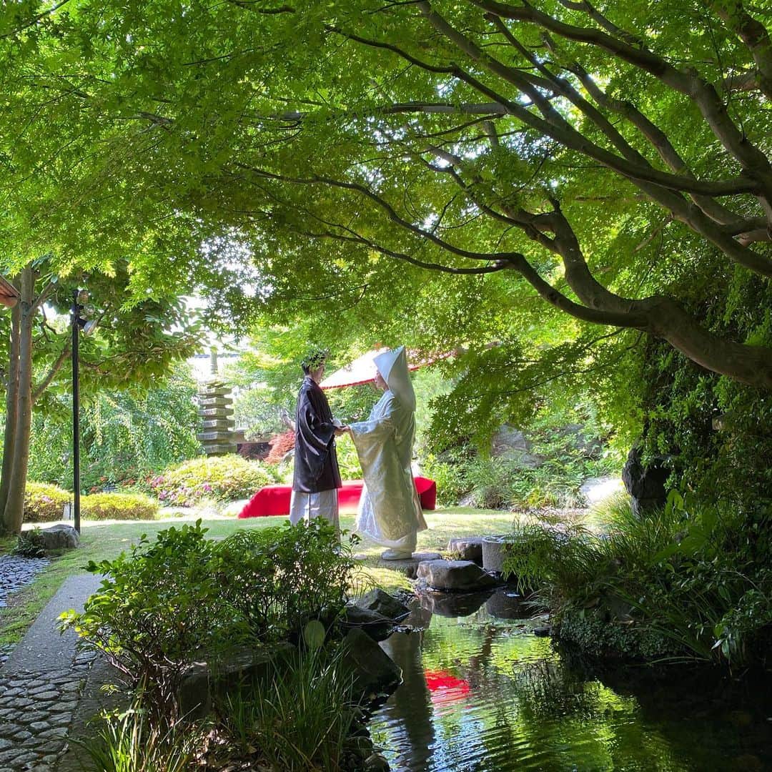 The KAMAKURA WEDDINGさんのインスタグラム写真 - (The KAMAKURA WEDDINGInstagram)「3500坪の敷地中央に位置する深緑の日本庭園。和装が映えて写真撮影にも魅力的な空間は四季折々の風景が楽しめる。」8月7日 7時15分 - thekamakurawedding
