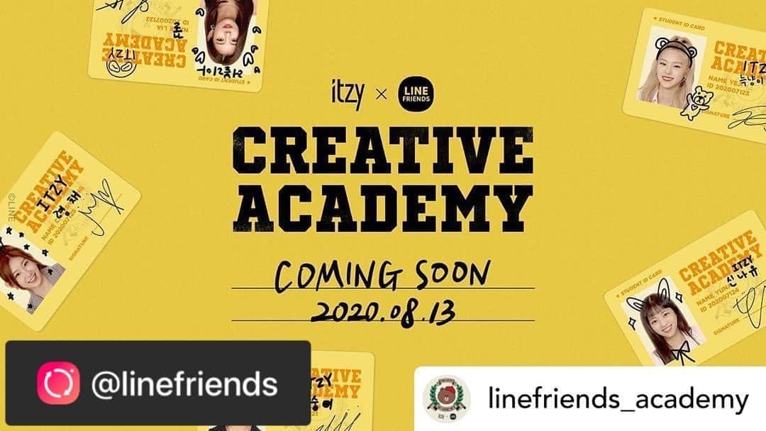 JYPエンターテインメントのインスタグラム：「Posted @withregram • @linefriends_academy Just you wait, life-long friendships, and BFFs are just around the corner!💕 ⠀ ITZY's Creative Academy teaser will be released on August 10th! ⠀ Don’t miss the first episode set to drop on August 13th, 3PM (KST)@ LINE FRIENDS YouTube ⠀ Stay tuned to the YouTube channel #EveryThursday !✨ ⠀ #Comingsoon #ITZY #Yeji #Lia #Ryujin #Chaeryeong #Yuna #LINEFRIENDS #MIDZY #CreativeAcademy #BROWN」