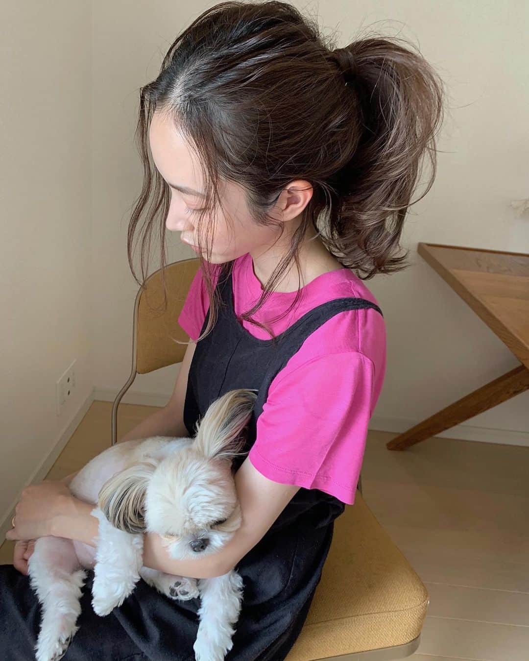 のインスタグラム：「この間ヘアアレンジしてもらった🌸 @babakazuma  シエルはダイエット中です🐶」