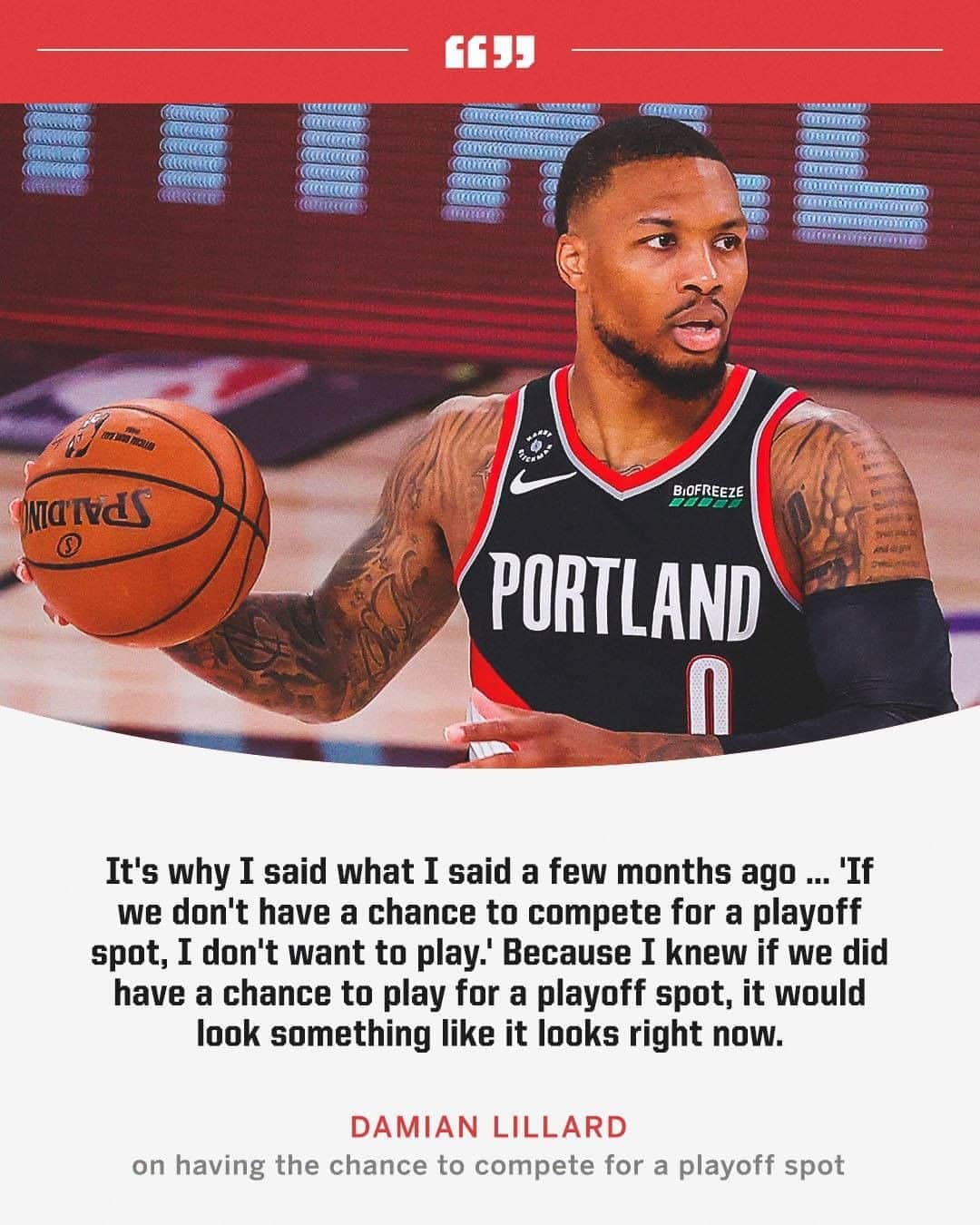 espnさんのインスタグラム写真 - (espnInstagram)「In late May before the restart format was known, Damian Lillard made it clear: He wasn't coming unless he had a chance.」8月7日 23時31分 - espn