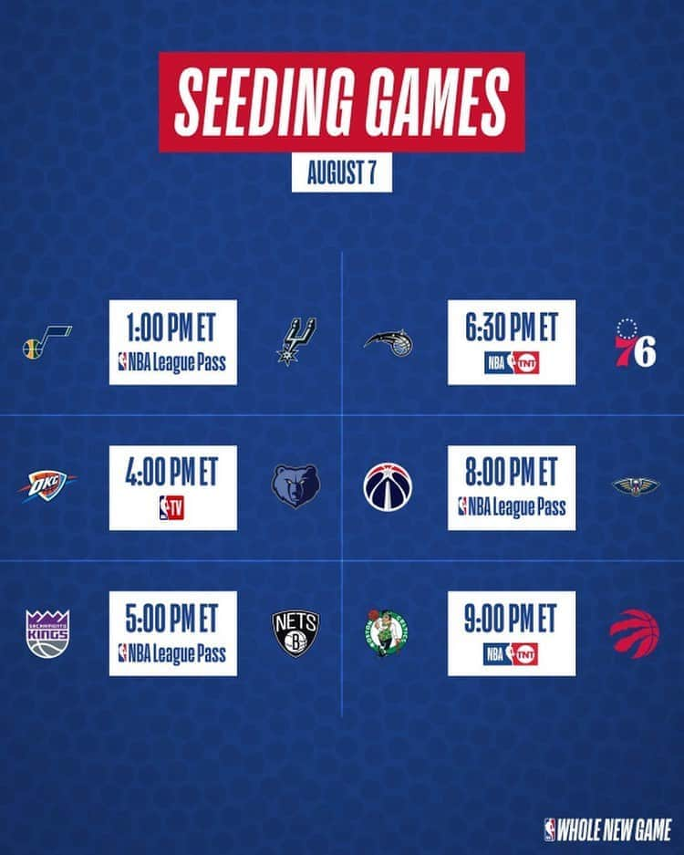 NBAさんのインスタグラム写真 - (NBAInstagram)「We’ve got six seeding games on today’s NBA Restart schedule! #WholeNewGame  Which game are YOU watching?」8月7日 23時30分 - nba