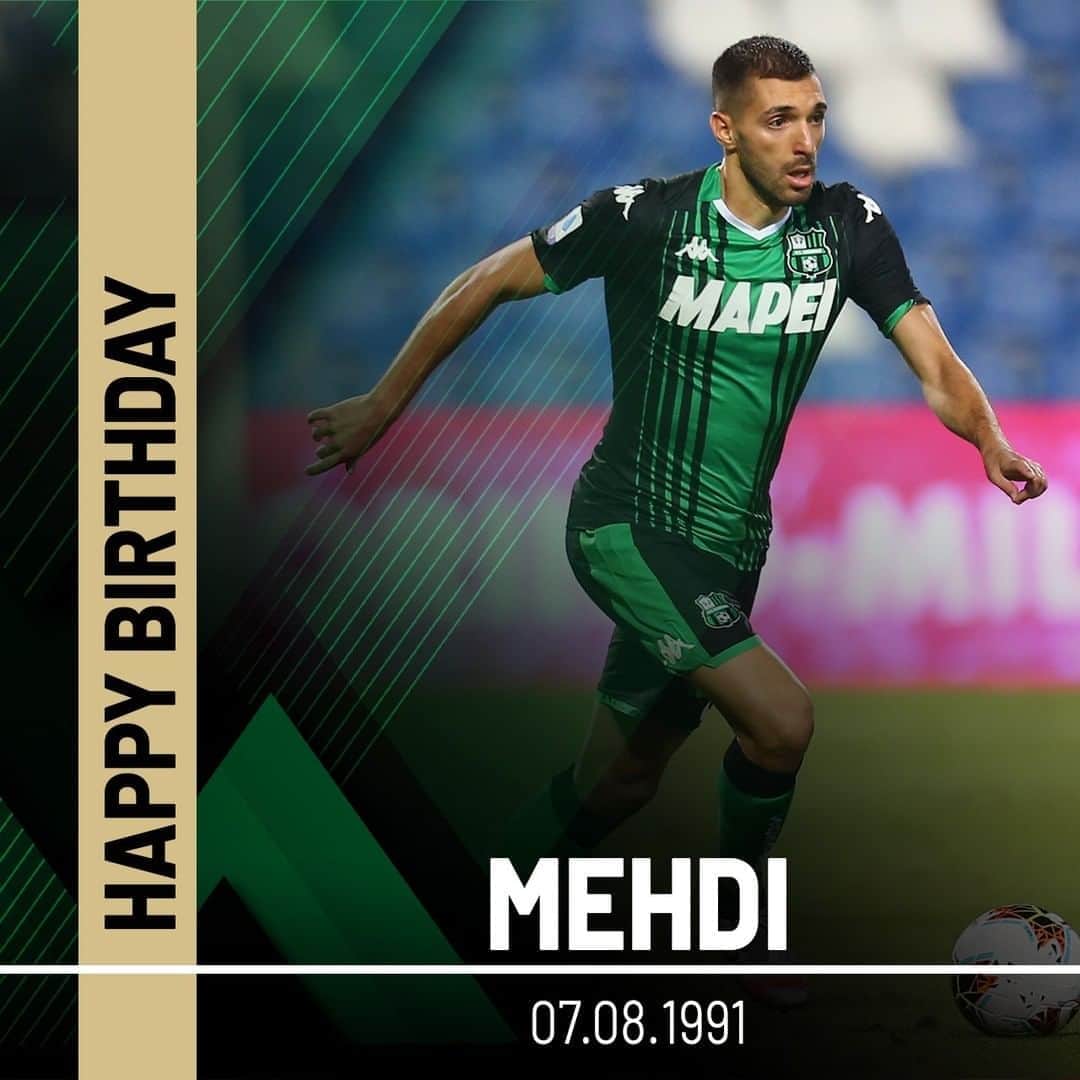 USサッスオーロ・カルチョさんのインスタグラム写真 - (USサッスオーロ・カルチョInstagram)「🎂 Oggi è il compleanno di Mehdi #Bourabia!  Tanti auguri @mehdibourabia per i tuoi 29 anni 🎉🎉🎉  #HappyBday 🖤💚 #ForzaSasol」8月7日 16時35分 - sassuolocalcio