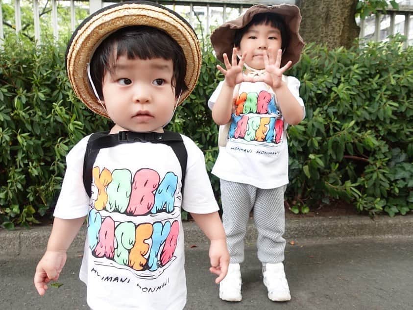 池田真一のインスタグラム：「YABA YASEYO Tシャツ kidsサイズ バンビーノ藤田kids マジで可愛すぎる😆 最高やん！！」