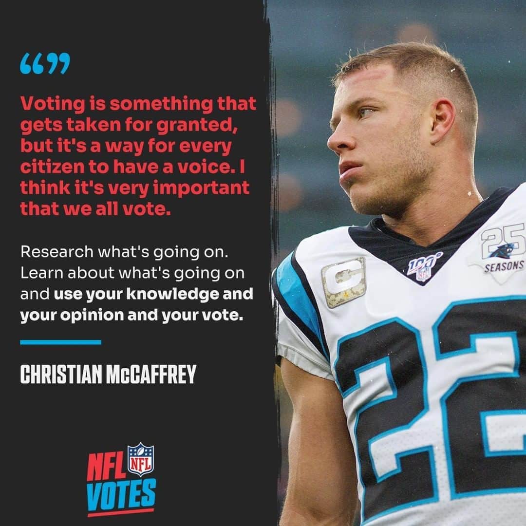 NFLさんのインスタグラム写真 - (NFLInstagram)「Research. Learn. Let your opinion be heard. (via @ChristianMcCaffrey) #NFLVotes」8月7日 22時25分 - nfl