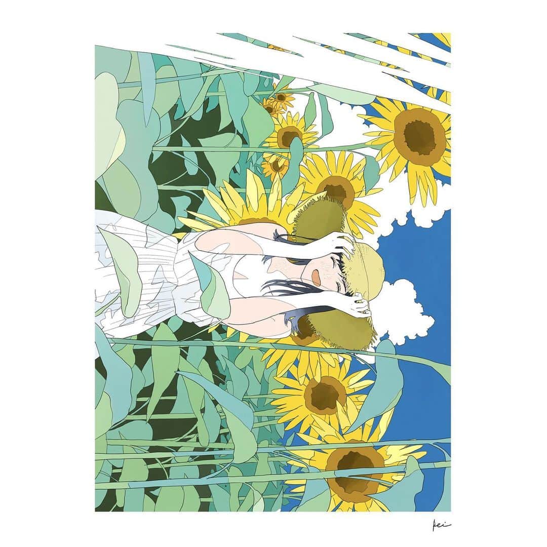 かとうれいのインスタグラム：「笑顔日和 ﻿ ---------------------------------﻿ ﻿ 8月のカレンダー壁紙になります(2枚目)！﻿ 是非ご自由にお使いください☁️﻿ ﻿ (高画質をお求めの方はストーリー、又はtwitterからどうぞ！)﻿ ﻿ ---------------------------------﻿ ﻿  #illustration #artwork #drawing」