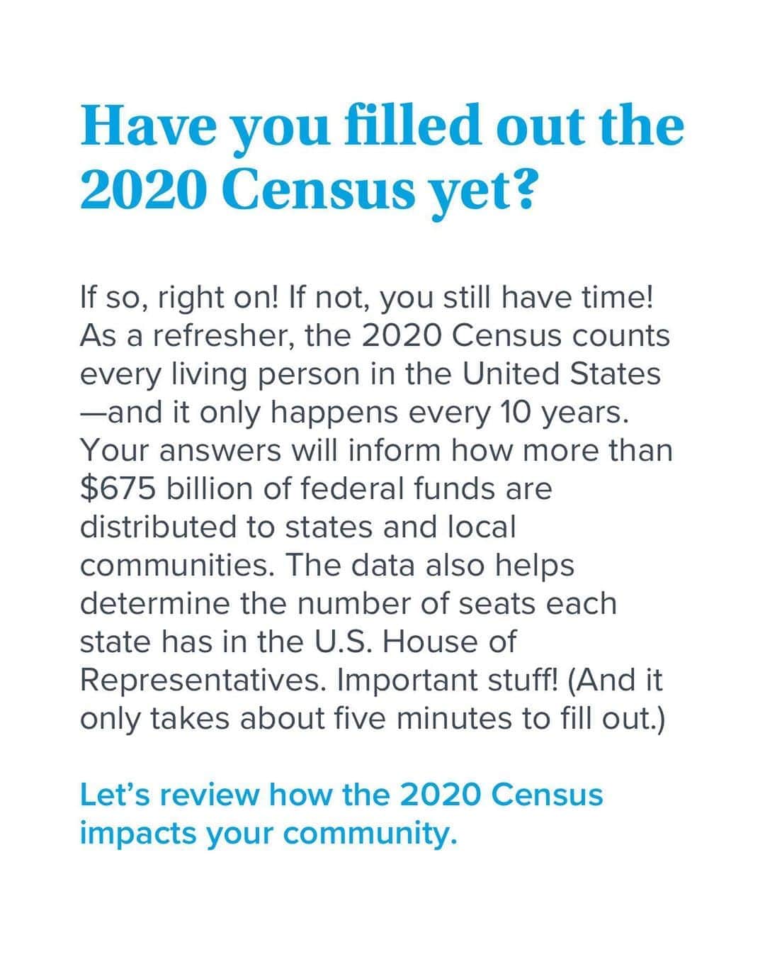 Warby Parkerのインスタグラム：「Don’t forget to fill out the 2020 Census! (You have until September 30.) Swipe through to review how the census impacts your community, and find out how you can complete it online quickly and easily 👍」