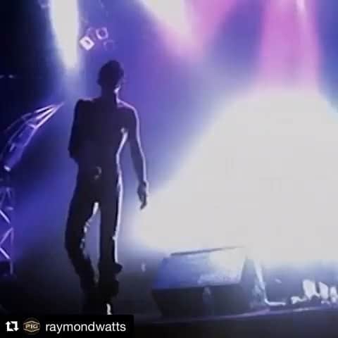 宮上元克のインスタグラム：「1994年。当時の方が自分の演奏タイトだったかも... #Repost @raymondwatts with @get_repost ・・・ Performing the song Cold Light with Schaft in Tokyo 1994. With #hisashiimai @motokatsu_dr #makifujii  #schaft #bucktick #themadcapsulemarkets #softballet #pig #schwitchblade #raymondwatts #pigindustries」
