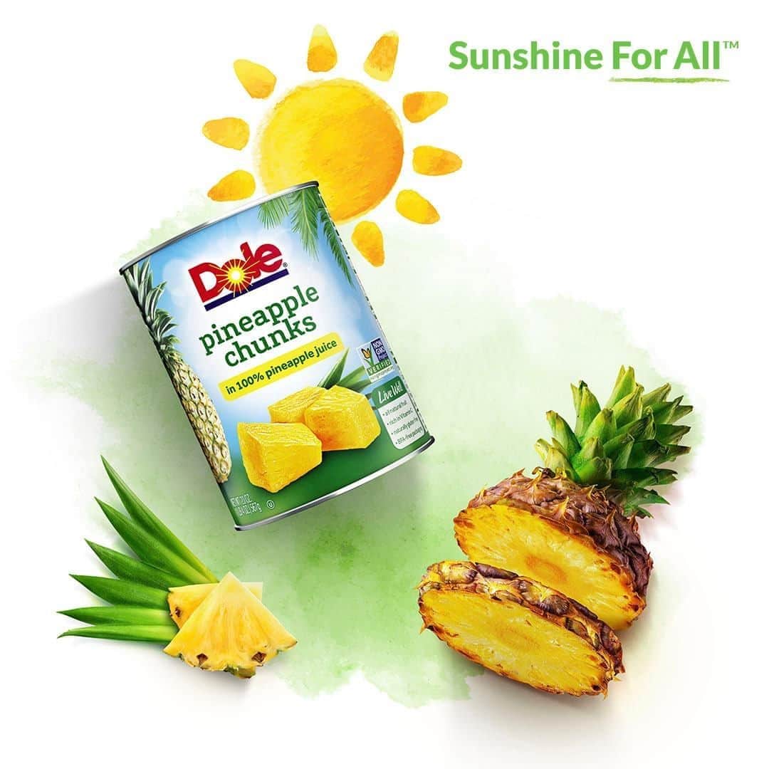 Dole Packaged Foods（ドール）のインスタグラム：「With our Canned Pineapple Chunks in 100% Pineapple Juice, you can eat your pineapple and drink it too, all while helping support your immune functions. #SunshineForAll」
