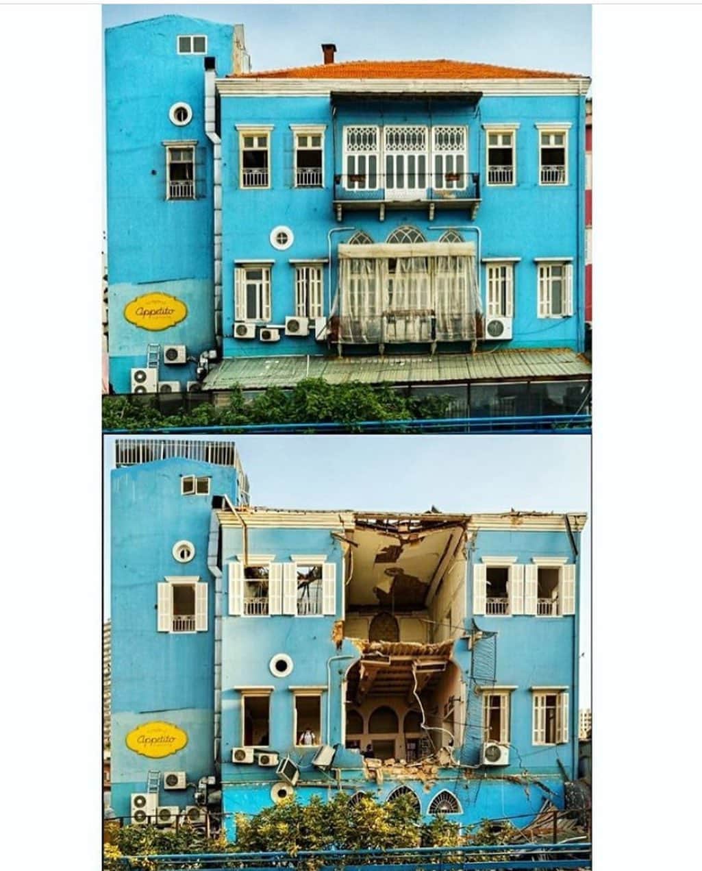 ジャック・ファライーのインスタグラム：「On August 4, 2020, the port of Beirut, Lebanon and the surrounding area was destroyed by two massive explosions. 60% of all Lebanese imports pass through the port of Beirut, and now the city is left without the ability to import food, medical supplies, and other essentials. Tens of thousands of people have lost their homes. Many are injured, many have died.   The Lebanese Red Cross is responding to the tragedy by creating temporary shelters, providing food, hygiene kits, and other basic necessities. If you’re able, please consider donating to the @lebaneseredcross. Lebanon is experiencing multiple crises at once, and we must do what we can to help.   I found these before and after photos taken by @diamradd. The destruction is devastating.   My heart goes out to Lebanon and its people, and if anyone has updated information on how to help, please share in the comments.」