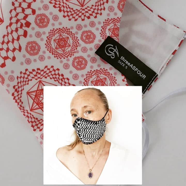 スリーアズフォーのインスタグラム：「Limited Edition “inSALAAM inSHALOM” and “KEFFIYEH” available NOW on our shop ! Link in Bio video by : @georgiastudio」