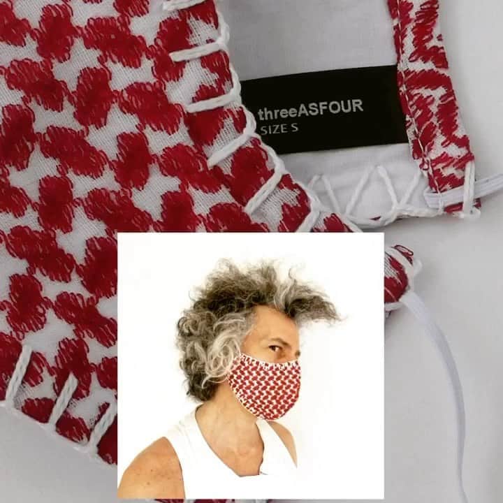 スリーアズフォーのインスタグラム：「Limited Edition “inSALAAM inSHALOM” and “KEFFIYEH” available NOW on our shop ! Link in Bio video by : @georgiastudio」