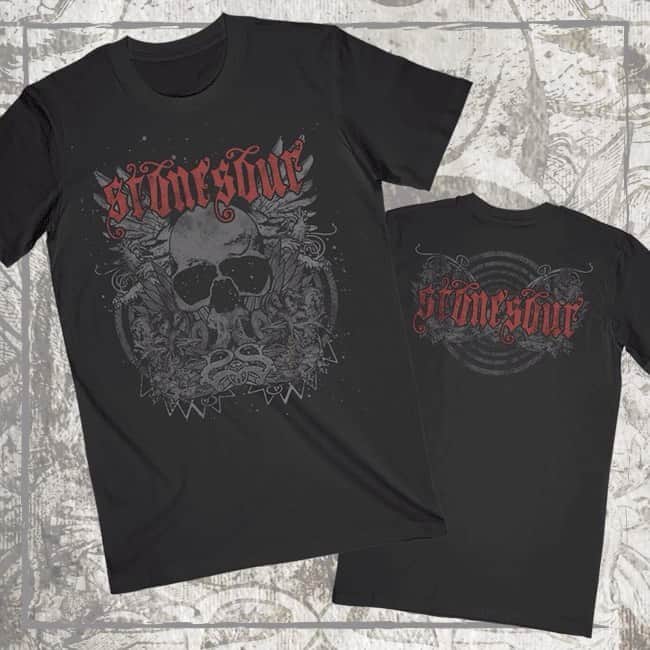 Stone Sourのインスタグラム：「Our vintage-inspired skull tee is now available in our webstore! Pick it up today at store.stonesour.com (link in story)」