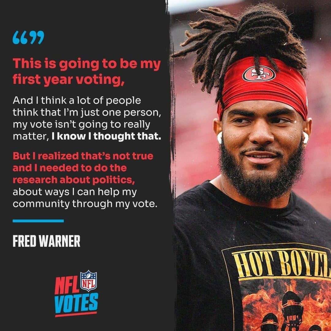 NFLさんのインスタグラム写真 - (NFLInstagram)「@fred_warner wants to help his community through his first vote ever. 📝 #NFLVotes (via @49ers)」8月8日 3時30分 - nfl