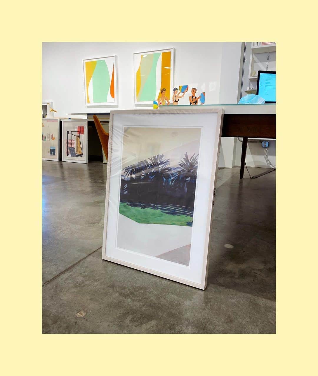 Robert Bingamanのインスタグラム：「A big big painting made a little smaller and framed up tight by @dolphinframes. This is an artist’s proof but we’re planning a small edition. “Isrotel Dead Sea” is available exclusively from @hawcontemporary.」