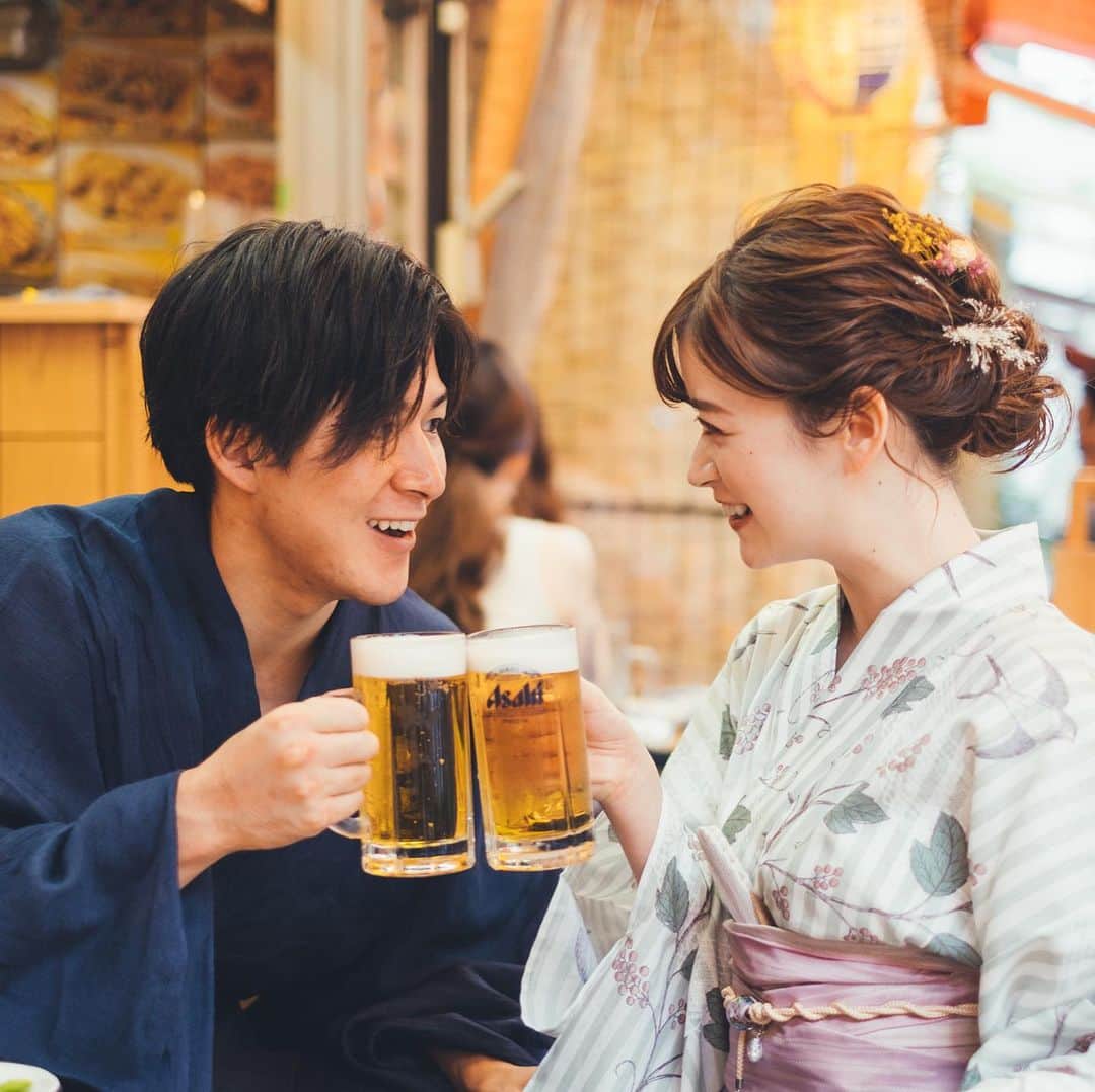 中沢結のインスタグラム：「坂田(@kouki33fitness)とカップル撮影してもらったよ🌻🤍﻿ お昼から上野で飲みながら、楽しかった〜〜﻿ ﻿ 撮ってくれたのは、りょうたろう(@ryo__photoo)くん！﻿ ここまで上手いとは思ってなかった、、すごい。ありがとう＾＾﻿ ﻿ ヘアアレンジは神様宮原(@yu.ki.0117)さん！本当いつも完璧かわいいアレンジをして下さる。。ありがとうございます🩰﻿ ﻿ 撮影と飲食時のみマスク外してます😷😷」