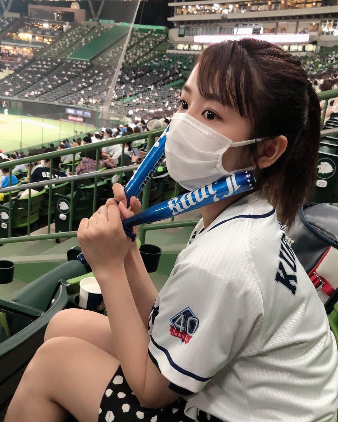 惣田紗莉渚のインスタグラム：「先月今季初観戦したときの！ ディスタンスもちゃんとあって 安心して楽しめました☺︎ #seibulions #baseball #プロ野球」