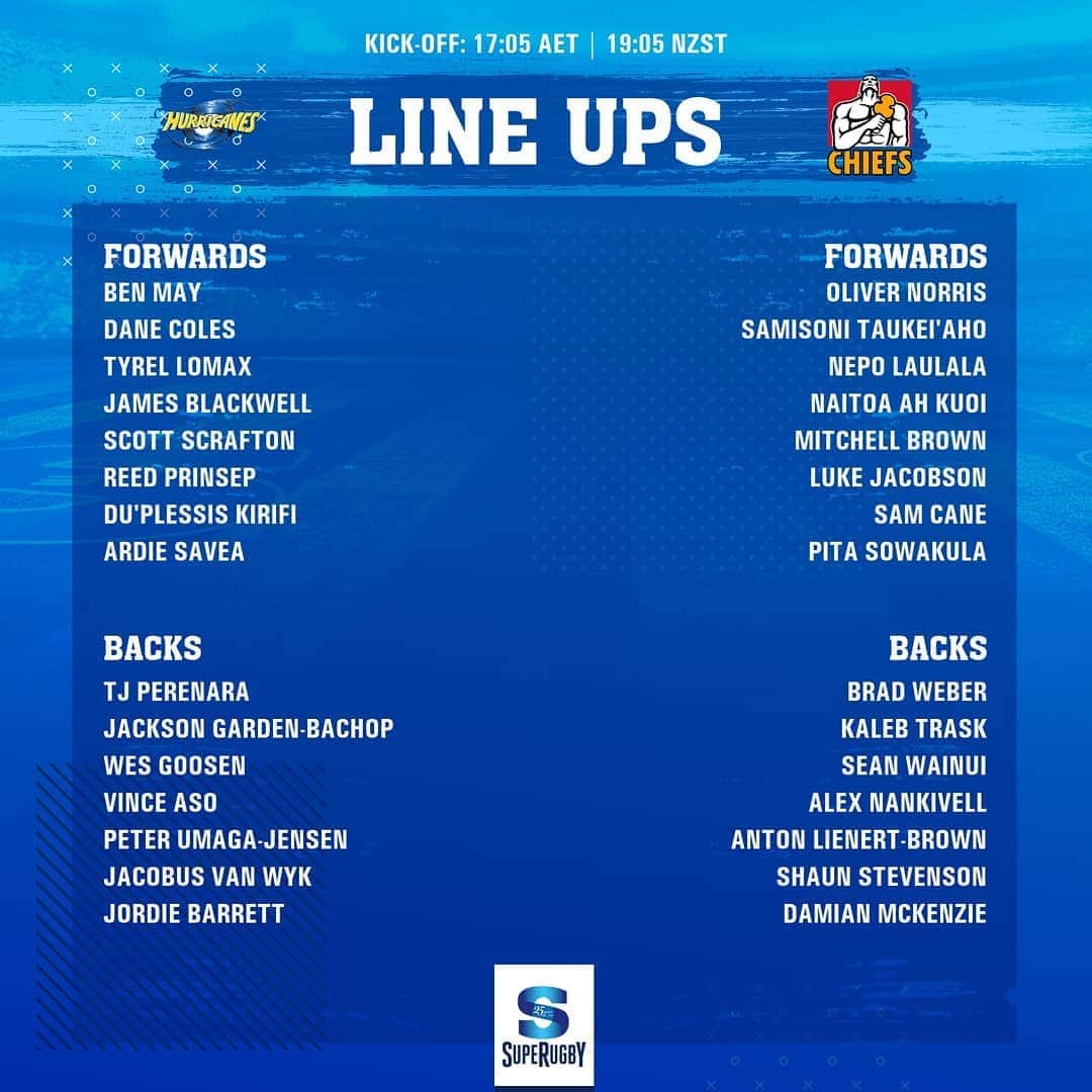 Super Rugbyさんのインスタグラム写真 - (Super RugbyInstagram)「LINE UPS  The Hurricanes are back from their bye week & ready to fight their way to the top of the leader board, while the Chiefs will be desperate to not finish this competition winless.  #SuperRugby25Years #SuperRugbyAotearoa #HURvCHI」8月8日 15時47分 - superrugby