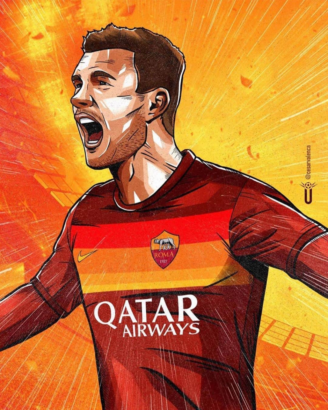 ASローマさんのインスタグラム写真 - (ASローマInstagram)「🟥 @micki_taryan ⁣ 🟧 @ed_dzeko ⁣ 🟨 #RomaArt by @illustraball ⁣ 🐺 #ASRoma」8月9日 4時03分 - officialasroma